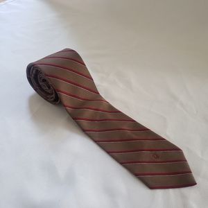 Christian Dior Brown and Red Striped Tie